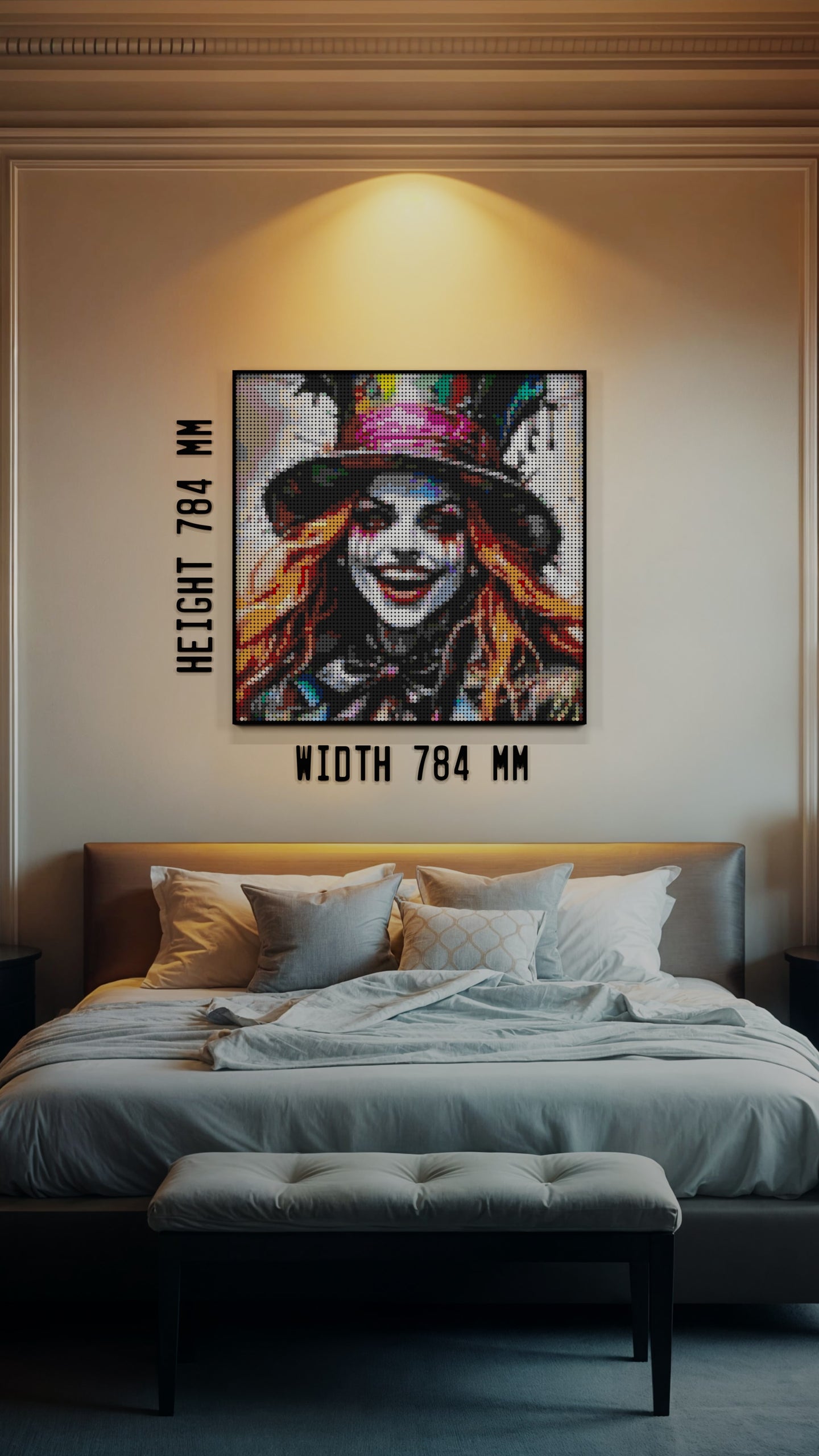 The Mad Hattress LEGO® Style mosaic pixel art design for display